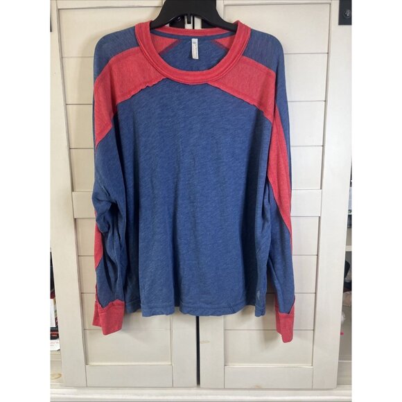 FP Movement by Free People Tops - FP Movement by Free People Womens Large Red And Blue Colorblock Top Shirt
